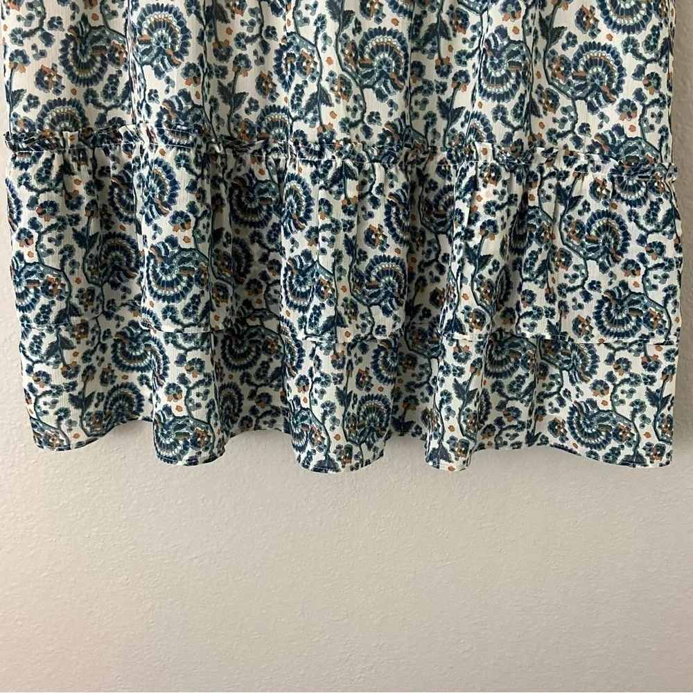 J. Crew Tiered Ruffle Mini Skirt Floral Feminine Artsy Flowy Sz L